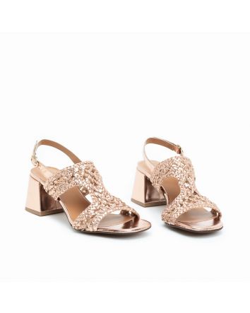 SANDALO CAPACI IN PELLE LAMINATA ORO ROSA