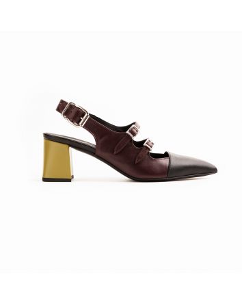 SLINGBACK GINOSA NERO-BORDEAUX