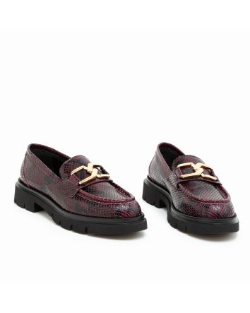 MOCASSINO PULSANO RETTILE BORDEAUX